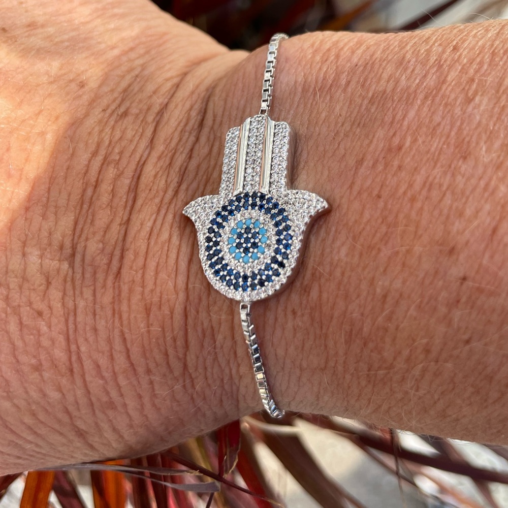 Sterling silver hamsa bracelet